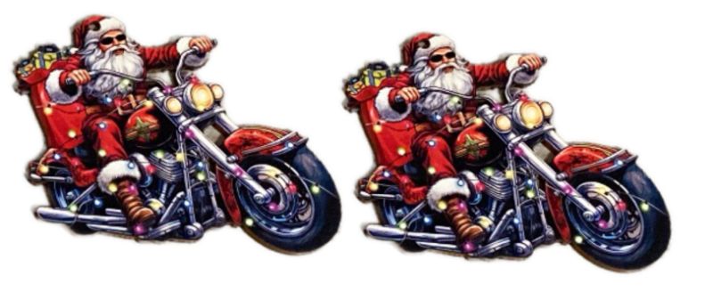 Photo 1 of 2 Pack Cool Motorcycle Santa Clause Ornaments 