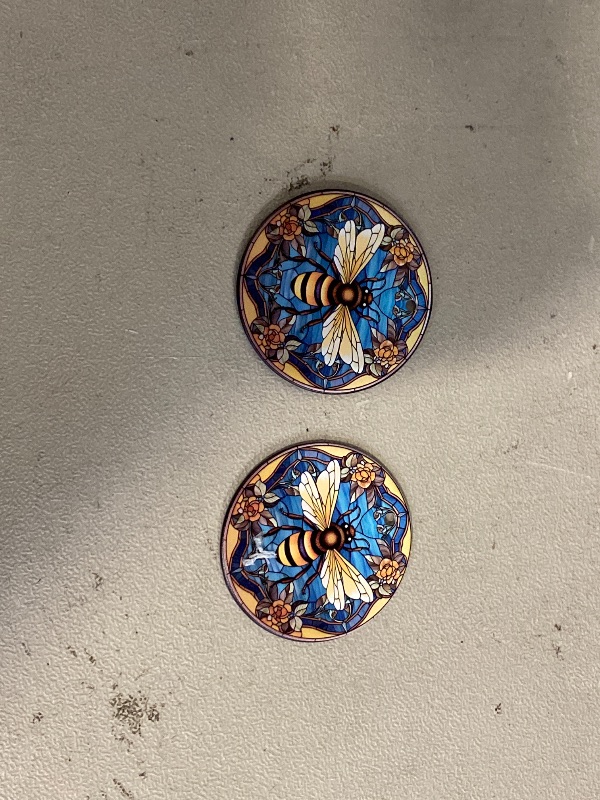Photo 1 of 2 Pack V Vibepy 2D Flat All Over Printed, Bee Ornaments, Christmas Ornaments for Beekeeper, 2 Sides 3.5" Wood Ornament, Gift for Bee Lover, Christmas Decor