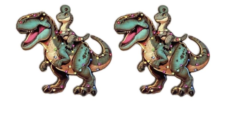 Photo 1 of 2 Pack Dinosaur Christmas Ornaments