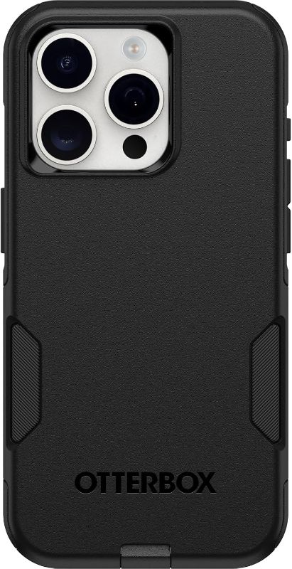 Photo 1 of OtterBox iPhone 15 Pro (Only) Commuter Series Case - Black, Slim & Tough, Pocket-Friendly, with Port Protection