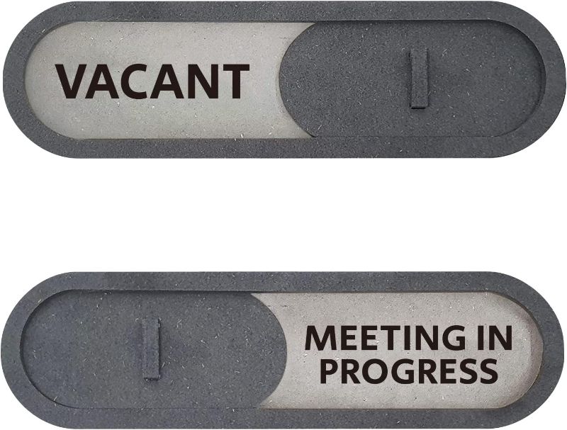 Photo 1 of GEEKBEAR Vacant/Meeting in Progress Slider Sign (Gray) - Made with Premium MDF Wood - Elegant, Premium, Visible & Easy to Install