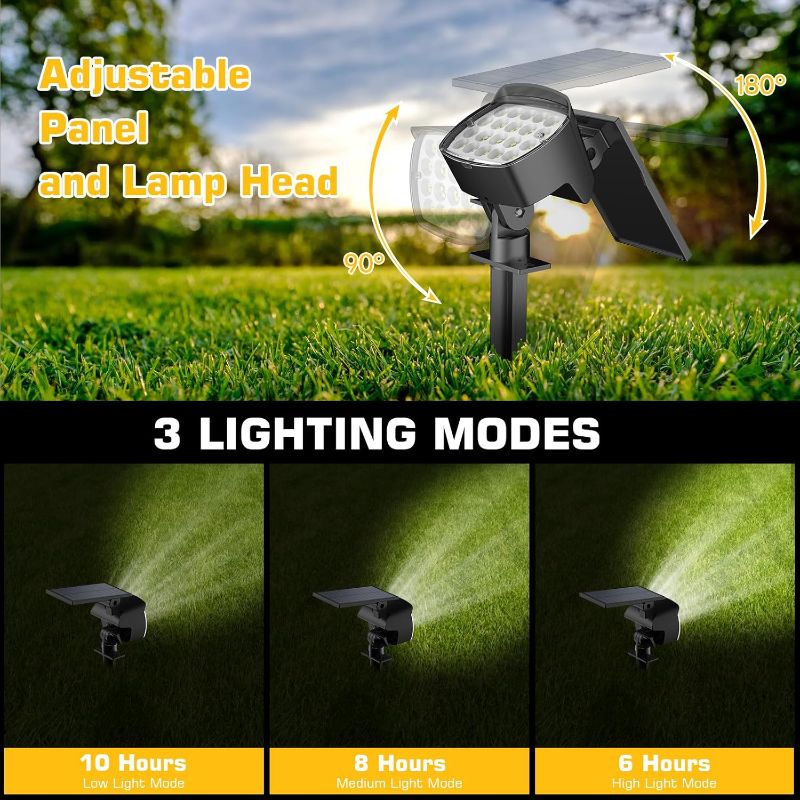 Photo 1 of  Solar Lights Outdoor Waterproof - 2025 Upgrade 3 Level Ultra Bright Spot Lights Uplights, LED Landscape Spotlight for Tree, Pathway, Wall, Adjustable Solar Panel Auto On/Off