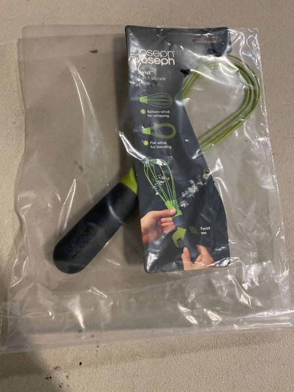 Photo 1 of Joseph Joseph Twist Whisk 2-In-1 Collapsible Balloon and Flat Whisk Silicone Coated Steel Wire, Gray/Green