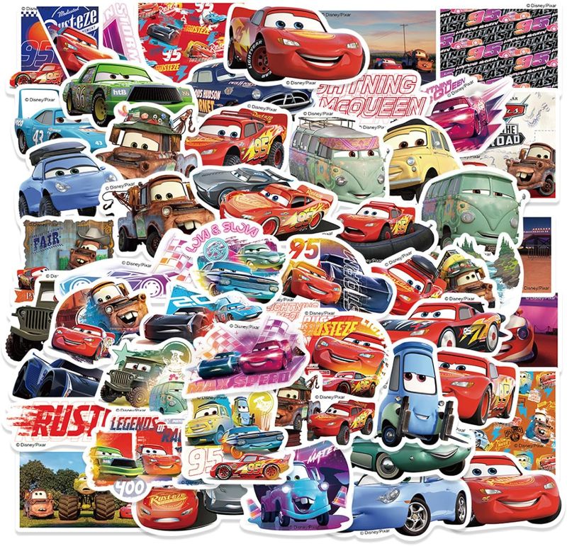 Photo 1 of American Cartoon Cars Stickers for Kids Animation Classic Cartoon Anime Stickers for Laptops, Computers, Water Bottles (Cars)