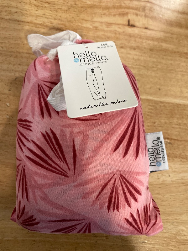 Photo 1 of (L/XL) Hello Mello Signature Lounge Pants Womens Soft Pajama Bottoms Elastic Waistband Drawstring Tie - Under The Palms, Large/X-Large