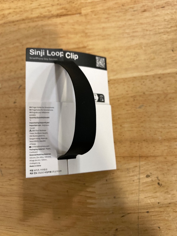 Photo 1 of Sinjimoru C-Shaped Grip Finger Phone Strap with Clip Loop for iPhone & Samsung Case - Black, Silicone