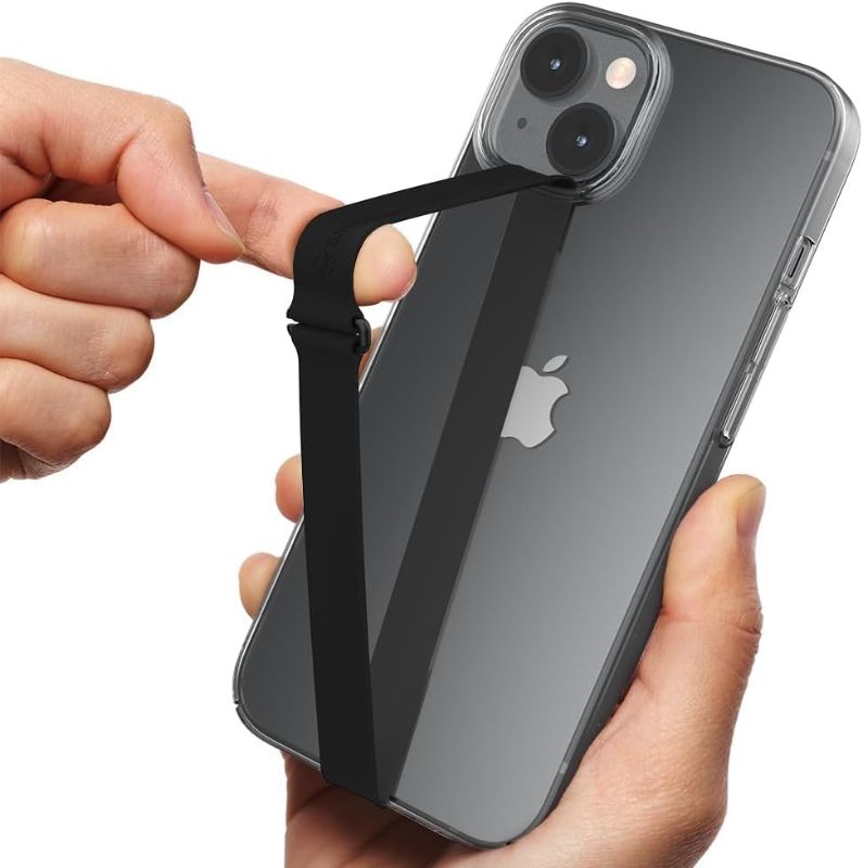 Photo 1 of Sinjimoru C-Shaped Grip Finger Phone Strap with Clip Loop for iPhone & Samsung Case - Black, Silicone