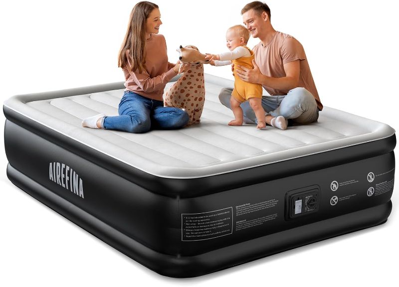 Photo 1 of Airefina Air Mattress Queen with Built in Pump, Blow Up Mattress Inflatable Mattress Easy and Quickly Inflation/Deflation Upgrade Air Coil Portable with Carrying Bag for Guest Colchon Inflable