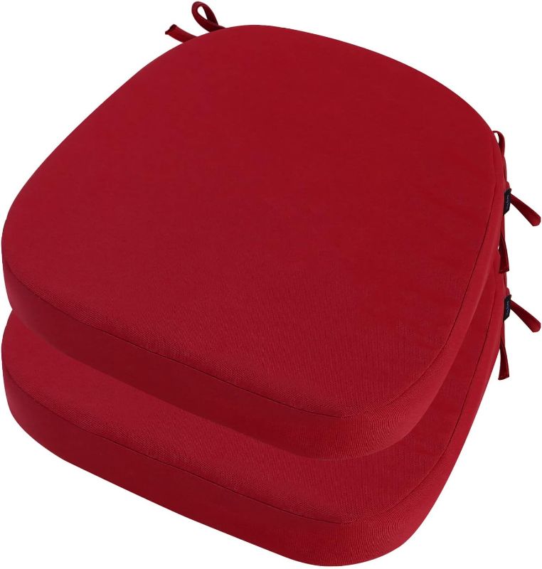Photo 1 of idee-home Outdoor Chair Cushions Set of 2, 17" x 17" x 3" Thick Patio Furniture Outdoor Seat Cushions Waterproof with Ties, Dining Pads