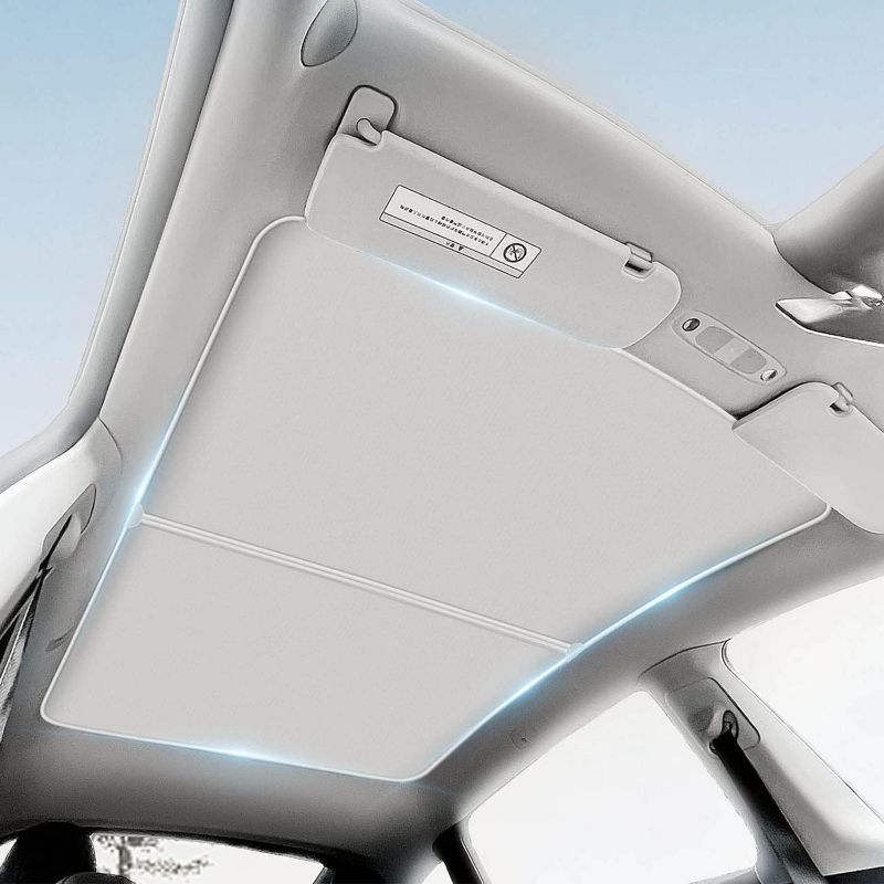 Photo 1 of 2025 Upgrade Tesla Model Y Sunshade Roof – Foldable Glass Roof Shade with Nano Ice-Crystal Coatings, UV Protection, No Sag/Gaps, Heat Insulation Accessories for Tesla Model Y 2020-2025 (Grey)