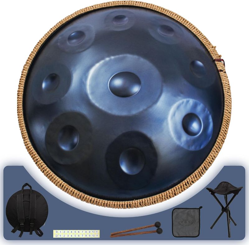 Photo 1 of Handpan 22 inch D Minor Kurd Handpan 9 Notes Handpan Drum Instrument for Professional Performance, 440HZ Sound Handpan Drums for Adults
