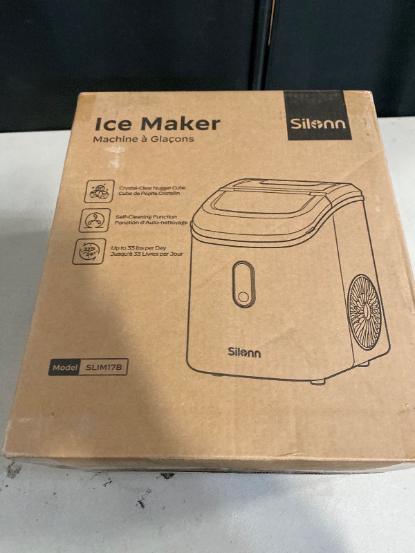 Photo 1 of Silonn Ice Maker Countertop, Portable Ice Machine with Carry Handle, Self-Cleaning Ice Makers with Basket and Scoop, 9 Cubes in 6 Mins, 26 lbs per Day, Ideal for Home, Kitchen, Camping, RV