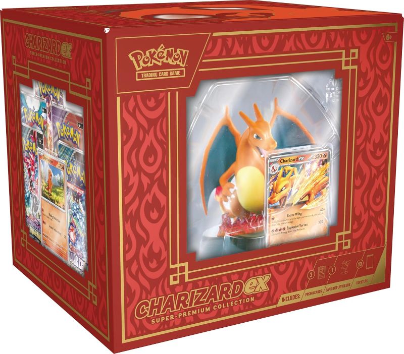 Photo 1 of Pokémon TCG: Charizard ex Super-Premium Collection (3 Foil Promo Cards, 1 Card-Display Figure & 10 Booster Packs)