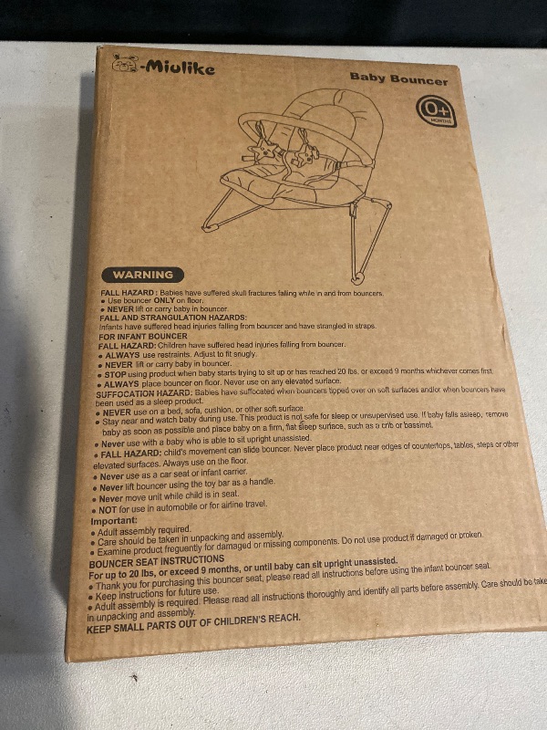 Photo 1 of Q-MIULIKE Baby Bouncer Seat Infant Seat Non-Slip Feet 3-Point Harness for Newborn 0-9 Months Up to 20lbs?Little Lion?