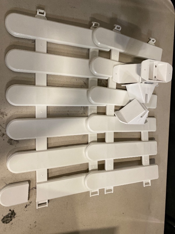 Photo 1 of Kisangel 2pcs White Plastic Garden Fence with 4 Base, 19.68x11.81in, Decorative Picket Fence for Yard, Lawn, Flowerbeds, Christmas Tree, Indoor Outdoor Use