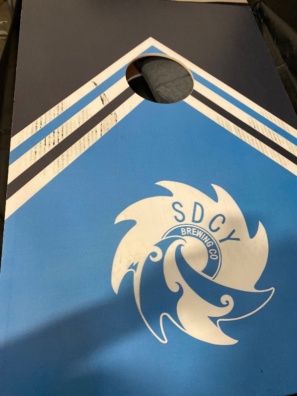 Photo 1 of Cornhole Set Corn Hole Board: Solid Wood Corn Holes Outdoor Game Set - Professional Cornhole Game Set Regulation Size Includes Two 4' x 2' Premium Cornhole Boards, 8 Bean Bags and Carrying Case