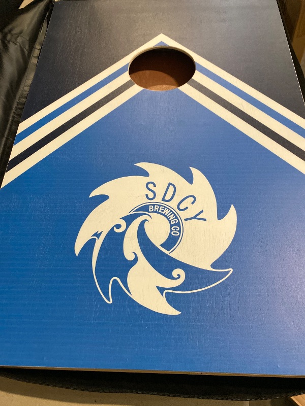 Photo 1 of Cornhole Set Corn Hole Board: Solid Wood Corn Holes Outdoor Game Set - Professional Cornhole Game Set Regulation Size Includes Two 4' x 2' Premium Cornhole Boards, 8 Bean Bags and Carrying Case