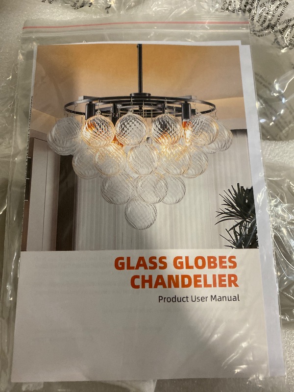 Photo 1 of Modern Glass Chandelier,9 Light Nordic Bubble Ball Swirled Glass Globe Gold Large Pendant Light Fixtures for Foyer Bedroom Dining Room Living Room Kitchen Entryway D31.1 in UL Listed