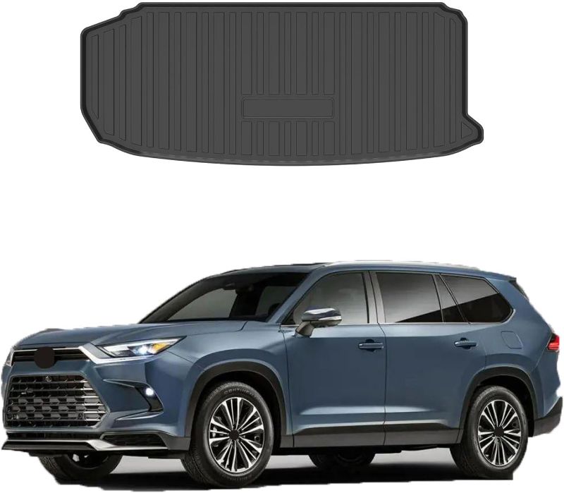 Photo 1 of Custom Fit for Cargo Liner 2024 2025 Toyota Grand Highlander(Trunk Without Speaker On The Left),(Not for Lexus TX) - Black TPE Heavy Duty Waterproof Rear Cargo Tray Trunk Floor Mat
