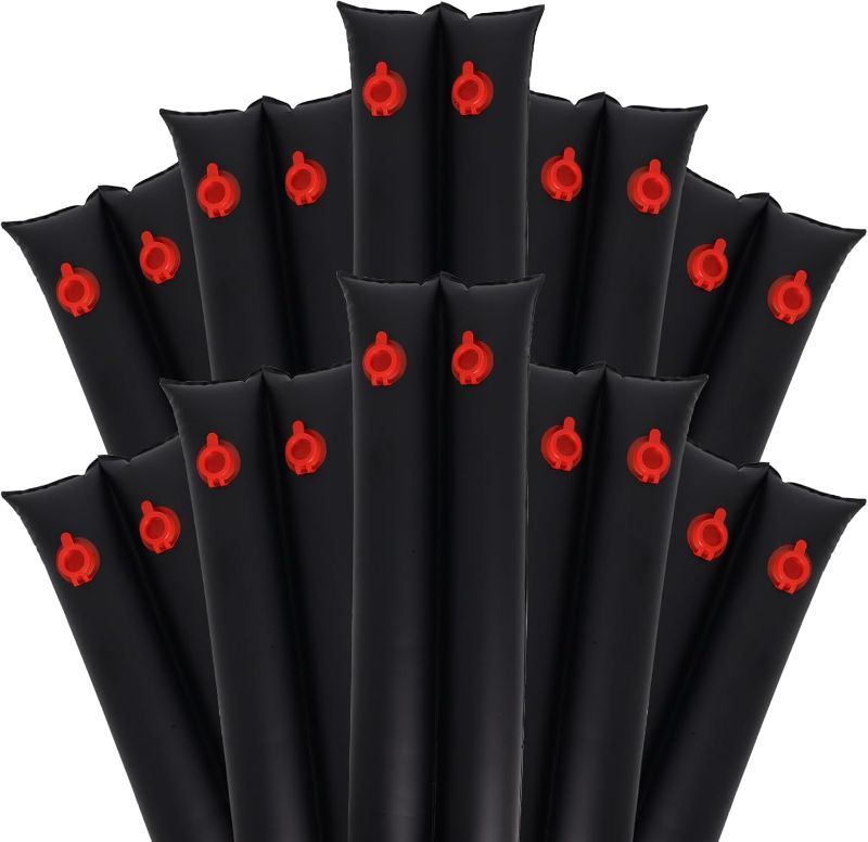 Photo 1 of Pool Water Bags,10 Pack 8ft Heavy Duty Double Chamber Water Tubes Pool Cover Weights for Inground Pool,25 Gauge(0.3mm) Durable Water Bags for Winter Pool Cover (Black)