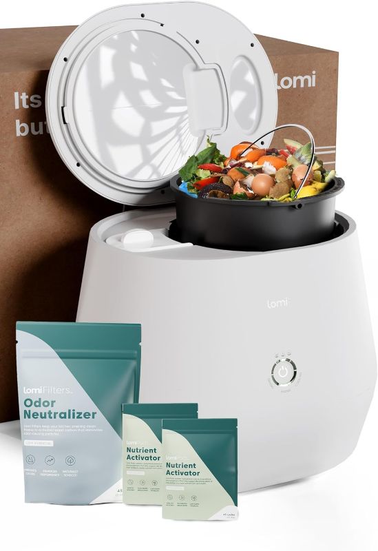 Photo 1 of Lomi 1 Bundle – 3L, Electric Composter + 90 Cycles Pods + 45 Cycles Filters, World’s First Smart Waste Kitchen Bin That Turns Waste into Natural Fertilizer with a Single Button, Indoor Compost Bin