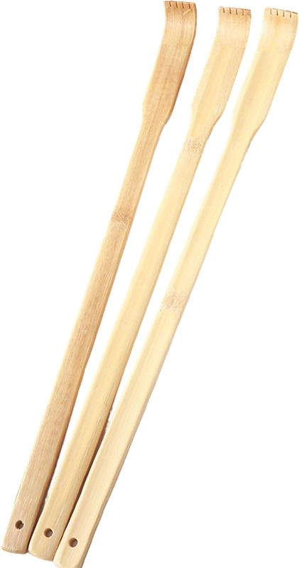Photo 1 of 3 Pcs Bamboo Back Scratcher 100% Natural Bamboo Back Scratchers 17 Inch Long Handle Back Scratchers for Adults Men Women (16.5 inches)