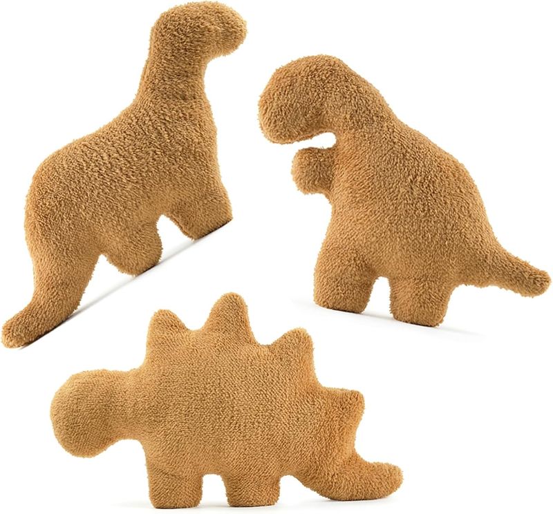 Photo 1 of 3 Packs Dino Nugget Pillow Set, Funny Chicken Nugget Plushie Birthday Gift, Dino Decorative Throw Pillow for Kids Room Decor, Dinosaur Stuffed Animal Idea Birthday Gift for Teens Kids and Adult