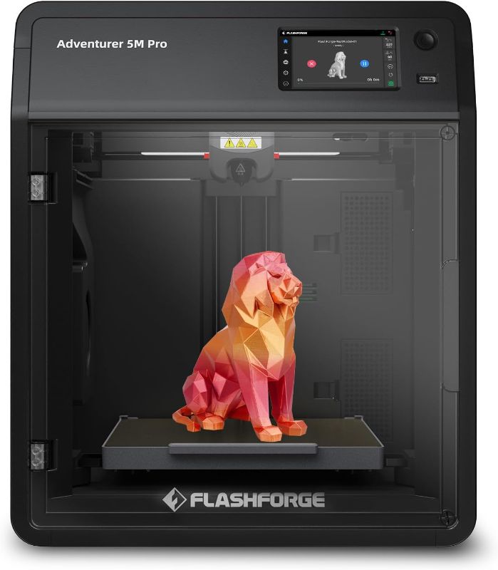 Photo 1 of Flashforge Adventurer 5M Pro 3D Printer: 600mm/s High-Speed Printing, Auto Bed Leveling, Quick-Release Nozzle, Removable PEI Plate & Dual Filtration System, 8.7"x8.7"x8.7" Build Volume