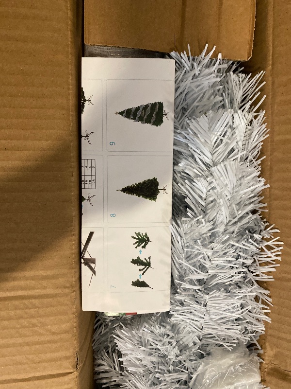 Photo 1 of 6FT Artificial Christmas Tree, Full Premium Hinged Artificial Pine Tree with Sturdy Metal Stand 800 Branch Tips,White