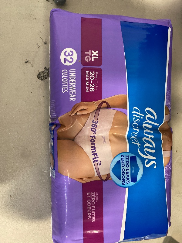 Photo 1 of Always Discreet Adult Incontinence Underwear for Women and Postpartum Underwear, XL, Up to 100% Bladder Leak Protection, 32 Count (Packaging May Vary)
