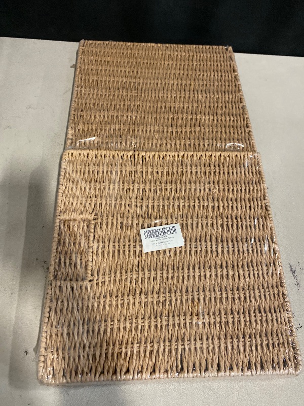 Photo 1 of Vagusicc Wicker Baskets, Set of 2 Hand-Woven Storage Baskets for Shelves with Handles, Foldable Cube Wicker Storage Basket Bins Organizer 13 Inches Large Woven Baskets for Storage Organizing & Decor