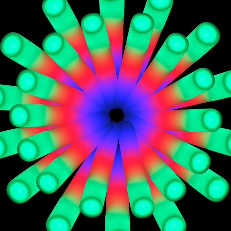 Photo 1 of AOWDIAO 100 Pack Foam LED Glow Sticks – 16-Inch & 3 Lighting Modes – Light Up Neon Glow Wands Party Supplies for Weddings, Concerts, Festivals, Birthdays, Camping
