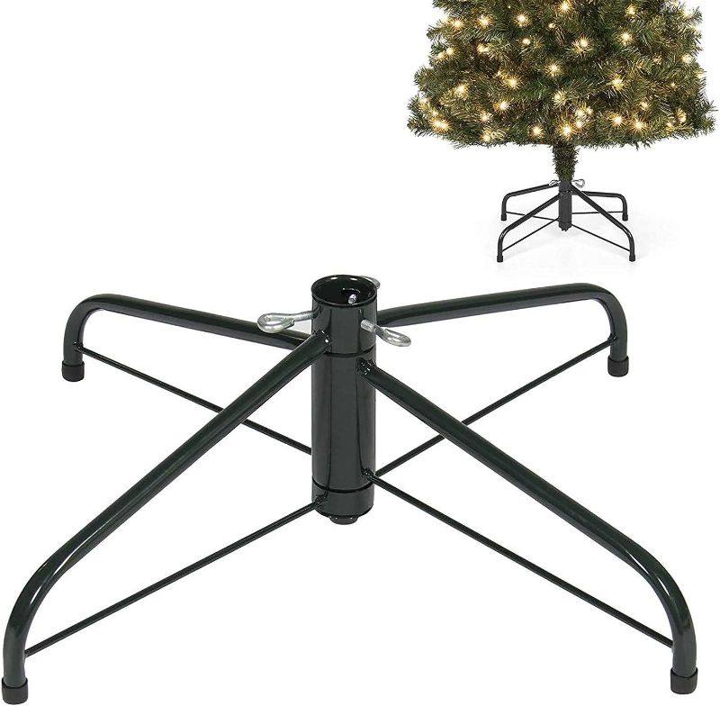 Photo 1 of Replacement Christmas Tree Stand for Artificial Trees, Folding Christmas Tree Base for 4 Ft to 6 Ft Artificial Trees, Fits 0.5-1.25 Inch Tree Pole, Green