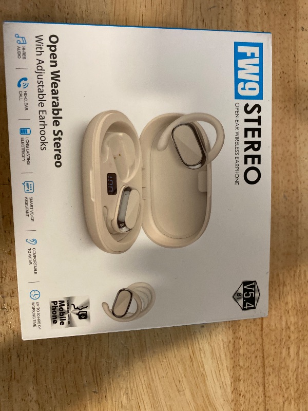 Photo 1 of Open Ear Earbuds, Bluetooth 5.4 Wireless Earbuds with Ear Hooks, 32H HiFi Stereo Open Ear Headphones with Clear Calls, IPX7 Waterproof Lightweight Sport Headphones, Off-White