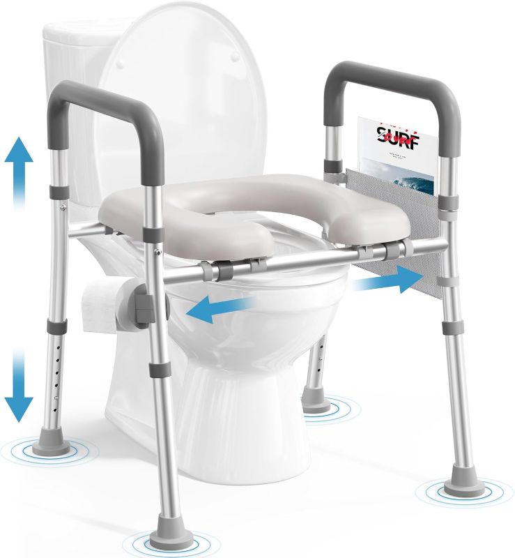 Photo 1 of Toilet Seat Riser for Seniors, FSA HSA Eligible Raised Toilet Seat with Handles, Adjustable Height & Width, 400lb Handicap Elevated Toilet Seat, Fit Any Toilet