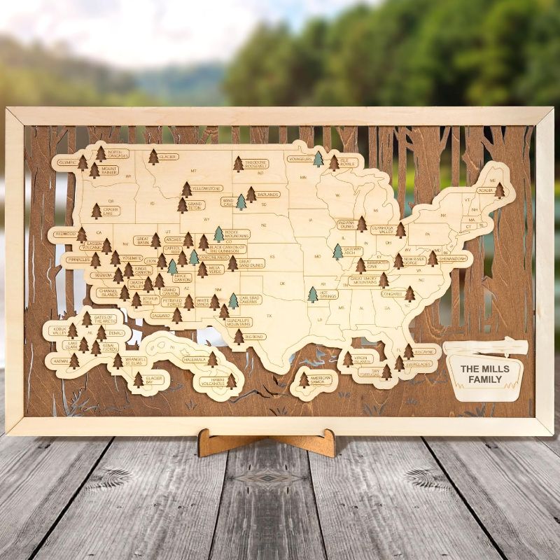 Photo 1 of HYPERI US National Parks Map Travel Map, National Park Tracker Checklist, Natural Wall Art, Traveler Gifts For Mom, Dad, Coworker, Valentine's Day Gifts (National Park 2)