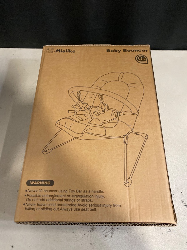 Photo 1 of Q-MIULIKE Baby Bouncer Seat Infant Seat Non-Slip Feet 3-Point Harness for Newborn 0-9 Months Up to 20lbs?Little Lion?