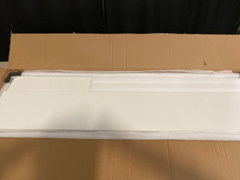 Photo 1 of Electric Height Adjustable Standing Desk with Power Outlet and LED Light Strip, Sit to Stand, Ergonomic 48x24" Rising Desk with Memory Presets, Home Office Workstation, Computer Gaming Table, White