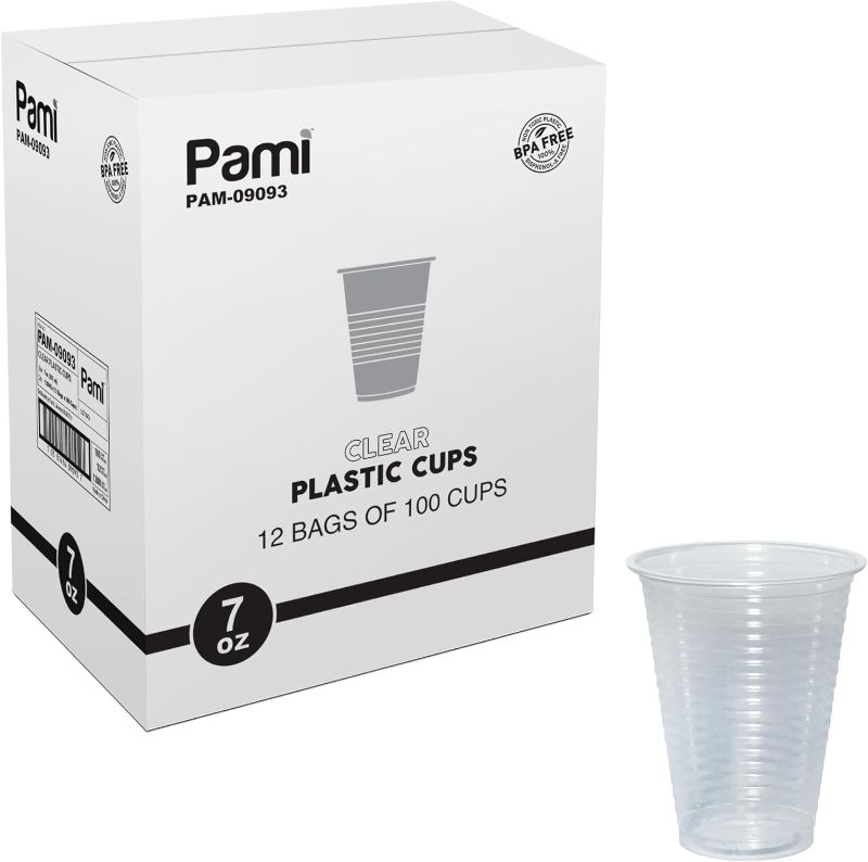 Photo 1 of PAMI 7oz Clear Disposable Small Plastic Drinking Cups [Case of 950] Bpa-Free Throw Away Glasses for Cold Drinks, Parties, Mouthwash