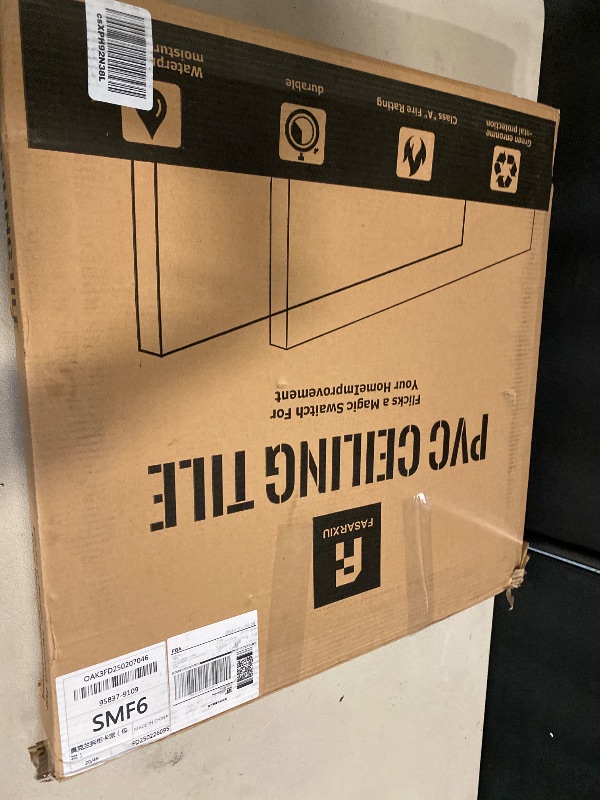 Photo 1 of 24"x24" White Drop Ceiling Tiles Waterproof High-Grade PVC Ceiling Tiles 2x2 Fire-Rated - Easy Drop-in Installation - Case of 12 (48 sq. ft.)