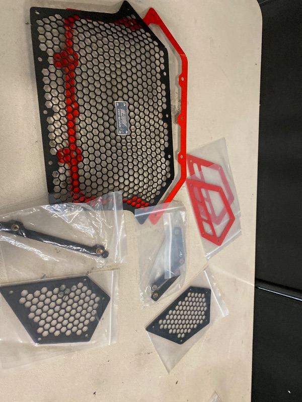 Photo 1 of Aluminum Red Front Mesh Grille for 20-24 Polaris RZR Pro R/Turbo R 3piece Design