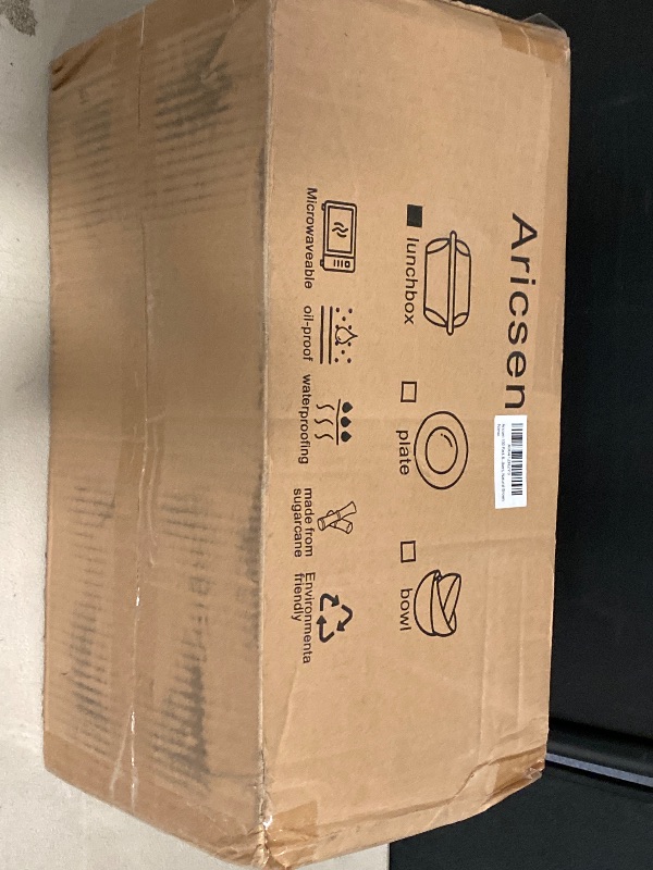 Photo 1 of Aricsen Compostable 100 Pack 8x8 Inch 3 Compartment Takeout Lunch Box Containers with Lid To Go Take Out Clamshell for Food, Disposable Eco-Friendly Biodegradable Bagasse, PFAS-Free, Unbleached Brown