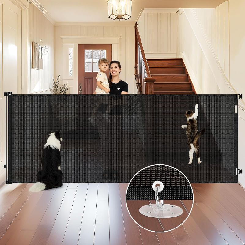 Photo 1 of 48 Inch Tall Pet Gate for Dogs & Cats, Extends Up to 100'' Wide - Black