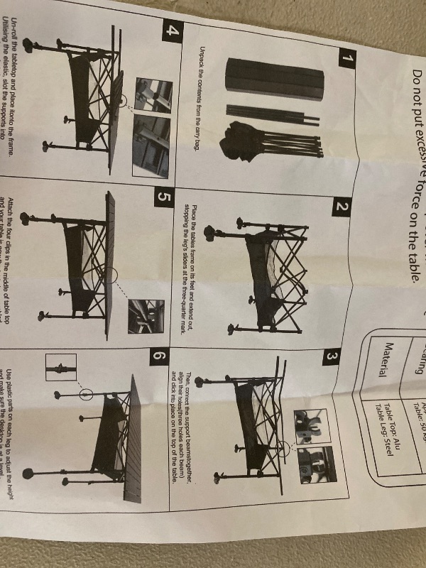 Photo 1 of ALPHA CAMP Folding Camping Table, Portable Roll-up Outdoor Table with Adjustable Height, Large Storage Bag and Carrying Bag, Tall Aluminum Table for Indoor & Outdoor Picnic BBQ Backyards Beach