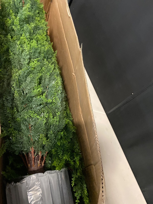 Photo 1 of 5FT Artificial Topiary Cedar Trees Outdoor Set of 2 Faux Pine Potted Plants 60'' UV Resistant Long Lasting Evergreen Fake Cypress Shrubs for Home Front Porch Patio Decor