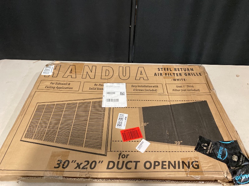 Photo 1 of Fits 30x20 Duct Opening | Steel Return Air Filter Grille by Handua [Removable Door] for 1-inch Filters | Vent Cover Grill | White | HVAC Cold Air Intake Grille | Out Dim: 32 5/8"W X 22 5/8"H