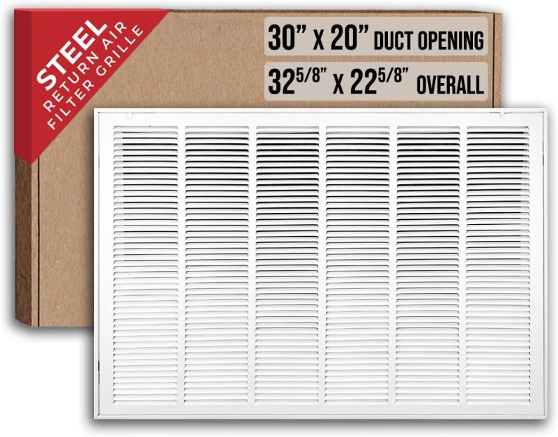 Photo 1 of Fits 30x20 Duct Opening | Steel Return Air Filter Grille by Handua [Removable Door] for 1-inch Filters | Vent Cover Grill | White | HVAC Cold Air Intake Grille | Out Dim: 32 5/8"W X 22 5/8"H