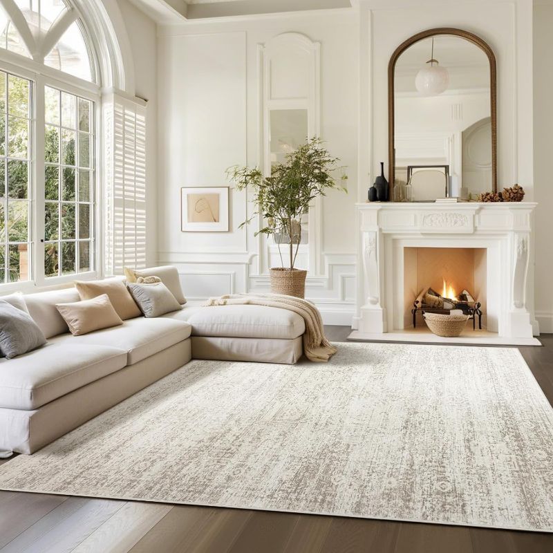 Photo 1 of Washable Rugs 8x10 Area Rugs for Living Room,Rugs for Bedroom,Large Carpets,Ultra Soft Faux Wool Retro Dining Room Rug,Non Slip&Non-Shedding Low Pile Vintage Print Rug for Home Office Decor