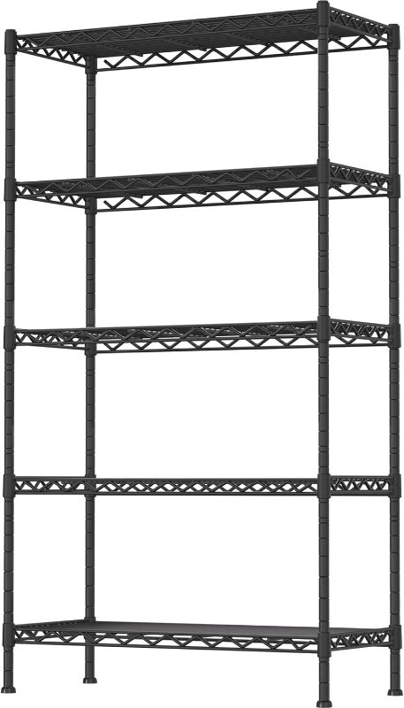 Photo 1 of 5-Shelf Adjustable Heavy Duty Storage Shelving Unit, Metal Organizer Wire Rack for Laundry Bathroom Kitchen Pantry Closet, Black