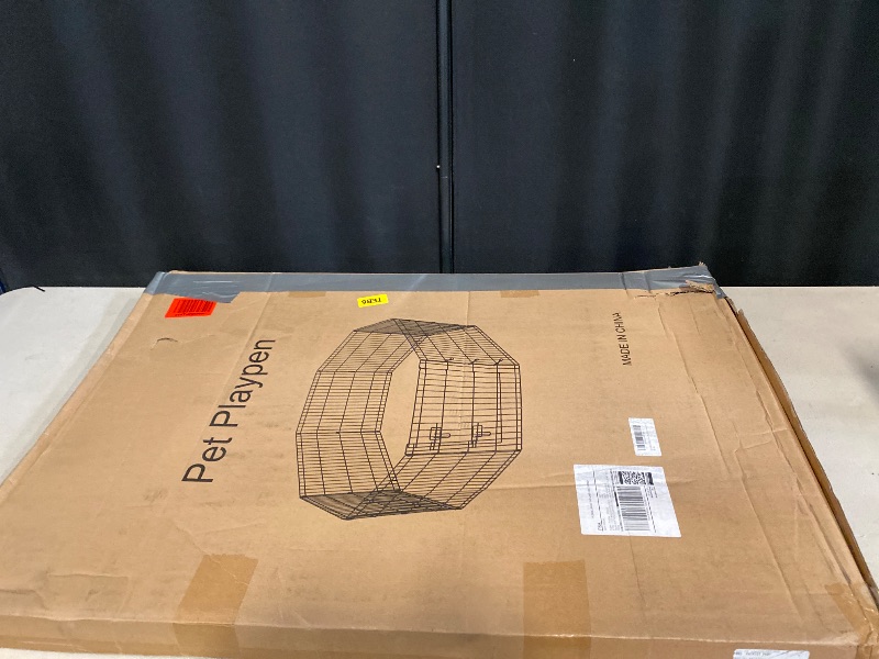 Photo 1 of Dog Pen Pet Playpen Dog Fence Indoor Foldable Metal Wire Exercise Puppy Play Yard Pet Enclosure Indoor Outdoor 8 Panels 36 Inch with Bottom Pad/Top Cover(Black 36 Bottom Cover)